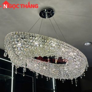 Alternative view of Đèn thả trần pha lê Ø100Cm trang trí phòng khách phòng ngủ phòng làm việc 75W 220V TPL23 Ngọc Thắng