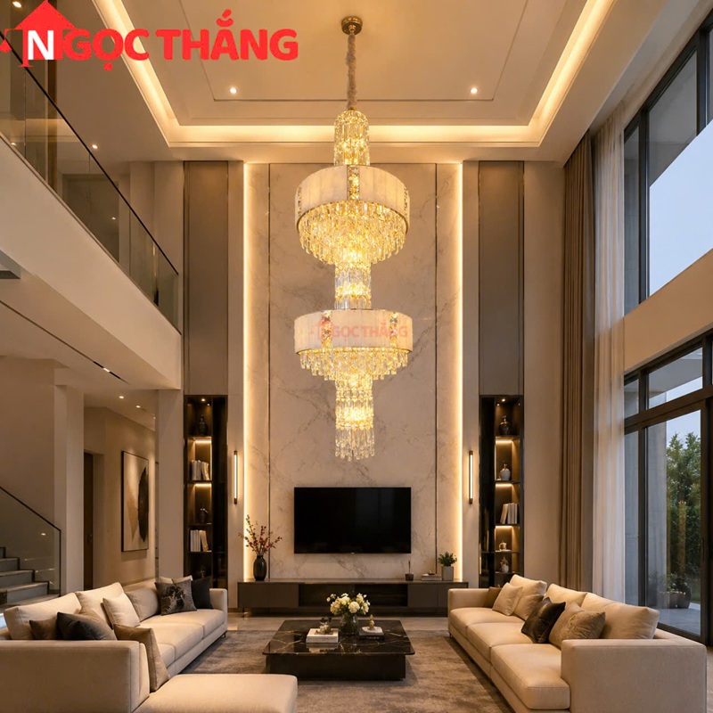Đèn thả trần pha lê Ø50Cm trang trí phòng khách phòng ngủ phòng làm việc 576W 220V TPL817D180 Ngọc Thắng