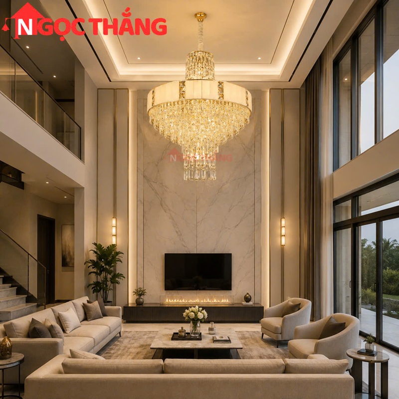 Đèn thả trần pha lê Ø80Cm trang trí phòng khách phòng ngủ phòng làm việc 324W 220V TPL817D80 Ngọc Thắng