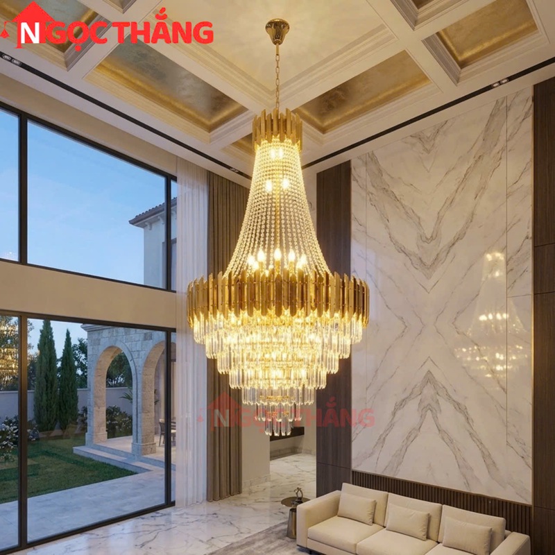 Đèn thả trần pha lê Ø100Cm trang trí phòng khách phòng ngủ phòng làm việc 468W 220V TPL88198T100 Ngọc Thắng