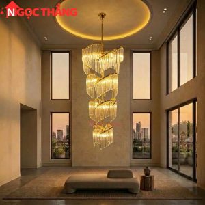 Đèn thả trần pha lê thông tầng 1m8 trang trí phòng khách sảnh khách sạn trong nhà 816W 220V TPL17 Ngọc Thắng