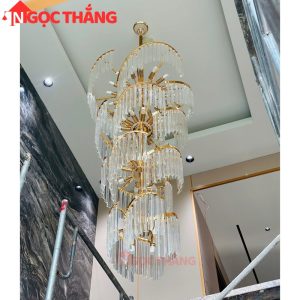 Đèn thả trần pha lê thông tầng 1m8 trang trí phòng khách sảnh khách sạn trong nhà 816W 220V TPL17 Ngọc Thắng - Ảnh 10