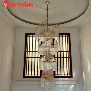 Đèn thả trần pha lê thông tầng 1m8 trang trí phòng khách sảnh khách sạn trong nhà 816W 220V TPL17 Ngọc Thắng - Ảnh 11