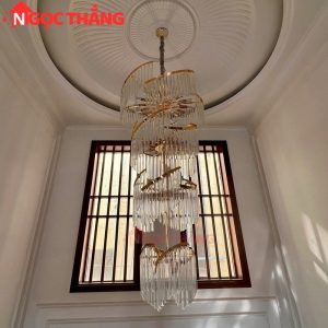Đèn thả trần pha lê thông tầng 1m8 trang trí phòng khách sảnh khách sạn trong nhà 816W 220V TPL17 Ngọc Thắng - Ảnh 12