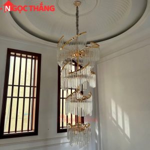 Đèn thả trần pha lê thông tầng 1m8 trang trí phòng khách sảnh khách sạn trong nhà 816W 220V TPL17 Ngọc Thắng - Ảnh 14