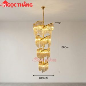 Alternative view of Đèn thả trần pha lê thông tầng 1m8 trang trí phòng khách sảnh khách sạn trong nhà 816W 220V TPL17 Ngọc Thắng