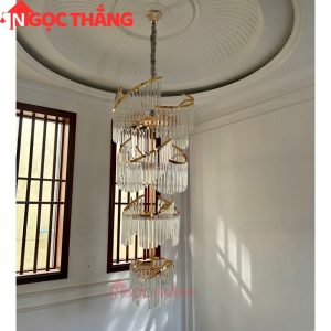 Đèn thả trần pha lê thông tầng 1m8 trang trí phòng khách sảnh khách sạn trong nhà 816W 220V TPL17 Ngọc Thắng - Ảnh 5