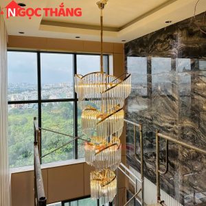 Đèn thả trần pha lê thông tầng 1m8 trang trí phòng khách sảnh khách sạn trong nhà 816W 220V TPL17 Ngọc Thắng - Ảnh 3