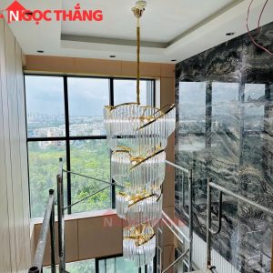Đèn thả trần pha lê thông tầng 1m8 trang trí phòng khách sảnh khách sạn trong nhà 816W 220V TPL17 Ngọc Thắng - Ảnh 4
