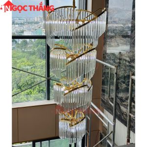 Đèn thả trần pha lê thông tầng 1m8 trang trí phòng khách sảnh khách sạn trong nhà 816W 220V TPL17 Ngọc Thắng - Ảnh 6