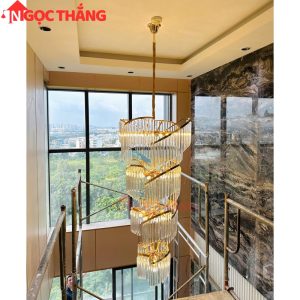 Đèn thả trần pha lê thông tầng 1m8 trang trí phòng khách sảnh khách sạn trong nhà 816W 220V TPL17 Ngọc Thắng - Ảnh 7