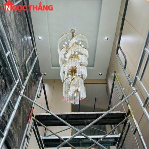Đèn thả trần pha lê thông tầng 1m8 trang trí phòng khách sảnh khách sạn trong nhà 816W 220V TPL17 Ngọc Thắng - Ảnh 8