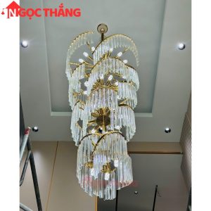 Đèn thả trần pha lê thông tầng 1m8 trang trí phòng khách sảnh khách sạn trong nhà 816W 220V TPL17 Ngọc Thắng - Ảnh 9