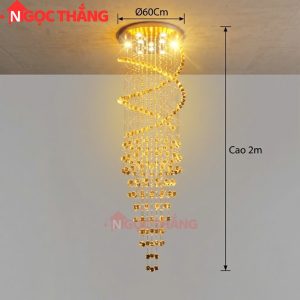 Alternative view of Đèn thả trần pha lê thông tầng 2m trang trí phòng khách sảnh khách sạn trong nhà 60W 220V TPL205 Ngọc Thắng