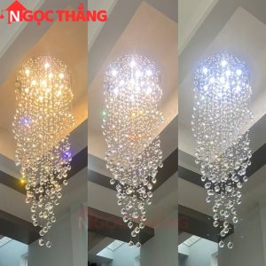 Đèn thả trần pha lê thông tầng 2m trang trí phòng khách sảnh khách sạn trong nhà 60W 220V TPL205 Ngọc Thắng - Ảnh 3