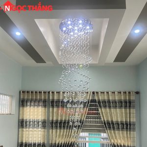 Đèn thả trần pha lê thông tầng 2m trang trí phòng khách sảnh khách sạn trong nhà 60W 220V TPL205 Ngọc Thắng - Ảnh 4