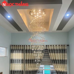 Đèn thả trần pha lê thông tầng 2m trang trí phòng khách sảnh khách sạn trong nhà 60W 220V TPL205 Ngọc Thắng - Ảnh 5