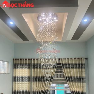 Đèn thả trần pha lê thông tầng 2m trang trí phòng khách sảnh khách sạn trong nhà 60W 220V TPL205 Ngọc Thắng - Ảnh 6