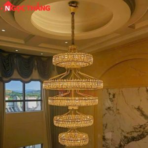 Đèn thả trần pha lê thông tầng 2m1 trang trí phòng khách sảnh khách sạn trong nhà 696W 220V TPL2199T5 Ngọc Thắng - Ảnh 3