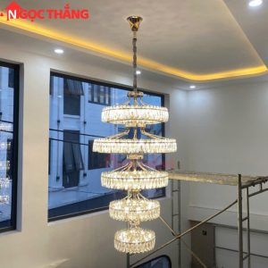 Đèn thả trần pha lê thông tầng 2m1 trang trí phòng khách sảnh khách sạn trong nhà 696W 220V TPL2199T5 Ngọc Thắng - Ảnh 4