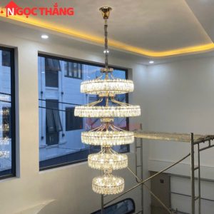 Đèn thả trần pha lê thông tầng 2m1 trang trí phòng khách sảnh khách sạn trong nhà 696W 220V TPL2199T5 Ngọc Thắng - Ảnh 5