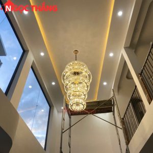 Đèn thả trần pha lê thông tầng 2m1 trang trí phòng khách sảnh khách sạn trong nhà 696W 220V TPL2199T5 Ngọc Thắng - Ảnh 6