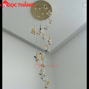 Đèn thả trần pha lê thông tầng 2m3 trang trí phòng khách sảnh khách sạn trong nhà 96W 220V TPL039T18 Ngọc Thắng - Ảnh 9