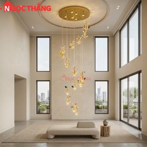 Đèn thả trần pha lê thông tầng 2m3 trang trí phòng khách sảnh khách sạn trong nhà 96W 220V TPL039T18 Ngọc Thắng - Ảnh 3