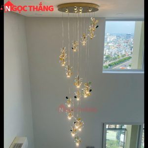 Đèn thả trần pha lê thông tầng 2m3 trang trí phòng khách sảnh khách sạn trong nhà 96W 220V TPL039T18 Ngọc Thắng - Ảnh 4