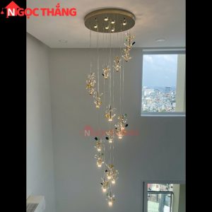 Đèn thả trần pha lê thông tầng 2m3 trang trí phòng khách sảnh khách sạn trong nhà 96W 220V TPL039T18 Ngọc Thắng - Ảnh 5