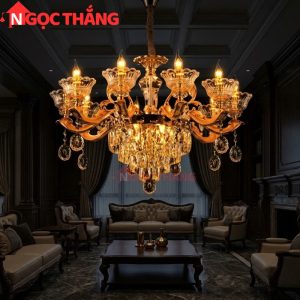 Alternative view of Đèn thả trần pha lê trang trí phòng khách phòng ngủ khách sạn LED vàng 220V 56W DC891T10 Ngọc Thắng