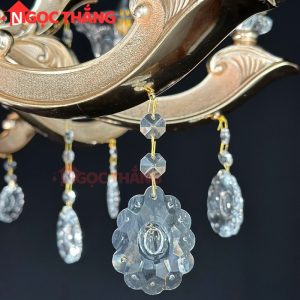 Đèn thả trần pha lê trang trí phòng khách phòng ngủ khách sạn LED vàng 220V 56W DC891T10 Ngọc Thắng - Ảnh 7