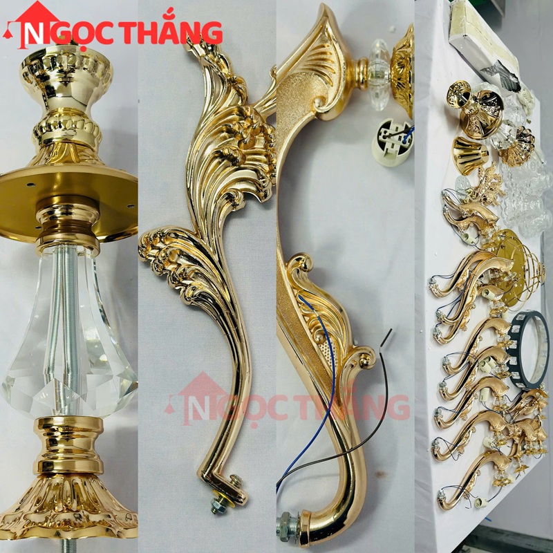 Đèn thả trần pha lê trang trí phòng khách phòng ngủ khách sạn LED vàng 220V 84W DC891T15 Ngọc Thắng - Ảnh 11