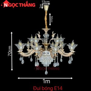 Alternative view of Đèn thả trần pha lê trang trí phòng khách phòng ngủ khách sạn LED vàng 220V 84W DC891T15 Ngọc Thắng