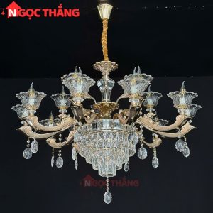 Alternative view of Đèn thả trần pha lê trang trí phòng khách phòng ngủ khách sạn LED vàng 220V 84W DC891T15 Ngọc Thắng