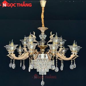 Đèn thả trần pha lê trang trí phòng khách phòng ngủ khách sạn LED vàng 220V 84W DC891T15 Ngọc Thắng - Ảnh 4