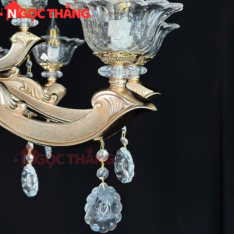 Đèn thả trần pha lê trang trí phòng khách phòng ngủ khách sạn LED vàng 220V 84W DC891T15 Ngọc Thắng - Ảnh 7