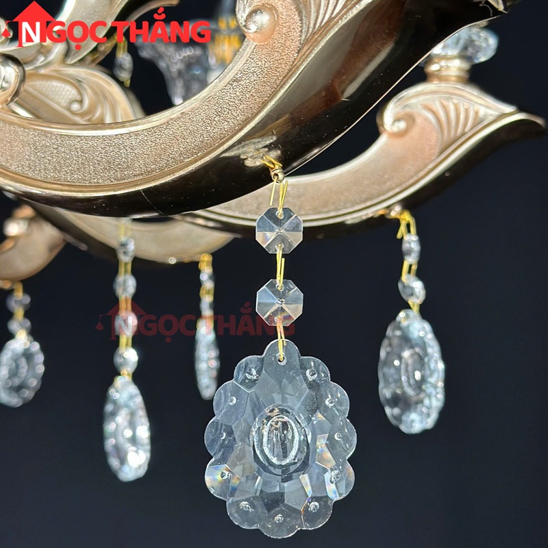 Đèn thả trần pha lê trang trí phòng khách phòng ngủ khách sạn LED vàng 220V 84W DC891T15 Ngọc Thắng - Ảnh 8