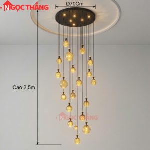 Alternative view of Đèn thả trần thủy tinh thông tầng 2m5 trang trí phòng khách sảnh khách sạn trong nhà 220V T2303 Ngọc Thắng