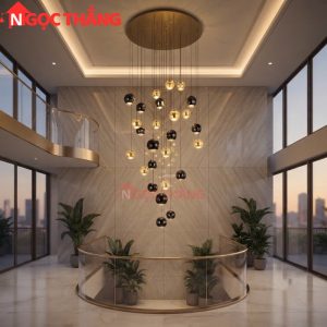 Đèn thả trần thủy tinh thông tầng 3m trang trí phòng khách sảnh khách sạn trong nhà 220V T5543 Ngọc Thắng