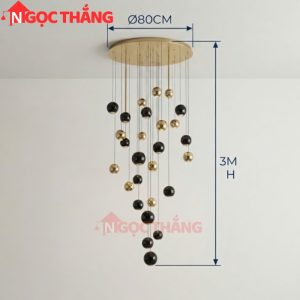 Alternative view of Đèn thả trần thủy tinh thông tầng 3m trang trí phòng khách sảnh khách sạn trong nhà 220V T5543 Ngọc Thắng