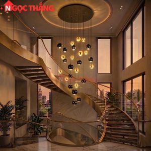Đèn thả trần thủy tinh thông tầng 3m trang trí phòng khách sảnh khách sạn trong nhà 220V T5543 Ngọc Thắng - Ảnh 3