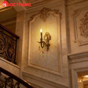Đèn treo tường đồng nguyên chất cổ điển trang trí phòng khách phòng ngủ lối đi trong nhà LED vàng 4W 220V VDC0527T1 Ngọc Thắng - Ảnh 3