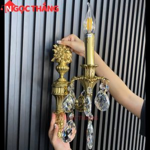 Đèn treo tường đồng nguyên chất cổ điển trang trí phòng khách phòng ngủ lối đi trong nhà LED vàng 4W 220V VDC2301T1 Ngọc Thắng - Ảnh 8