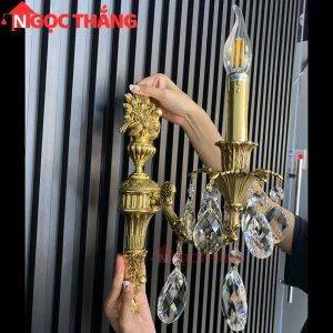 Đèn treo tường đồng nguyên chất cổ điển trang trí phòng khách phòng ngủ lối đi trong nhà LED vàng 4W 220V VDC2301T1 Ngọc Thắng - Ảnh 9