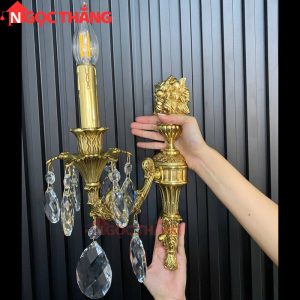 Đèn treo tường đồng nguyên chất cổ điển trang trí phòng khách phòng ngủ lối đi trong nhà LED vàng 4W 220V VDC2301T1 Ngọc Thắng - Ảnh 10