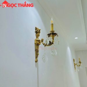 Đèn treo tường đồng nguyên chất cổ điển trang trí phòng khách phòng ngủ lối đi trong nhà LED vàng 4W 220V VDC2301T1 Ngọc Thắng - Ảnh 6