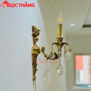 Đèn treo tường đồng nguyên chất cổ điển trang trí phòng khách phòng ngủ lối đi trong nhà LED vàng 4W 220V VDC2301T1 Ngọc Thắng - Ảnh 7