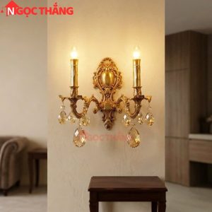Đèn treo tường đồng nguyên chất cổ điển trang trí phòng khách phòng ngủ lối đi trong nhà LED vàng 4W 220V VDC0527T1 Ngọc Thắng - Ảnh 13