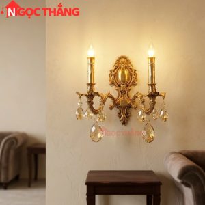 Đèn treo tường đồng nguyên chất cổ điển trang trí phòng khách phòng ngủ lối đi trong nhà LED vàng 4W 220V VDC0527T1 Ngọc Thắng - Ảnh 12